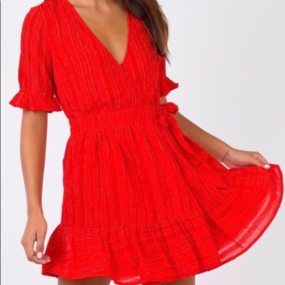 Princess Polly red Mini Wrap Dress
